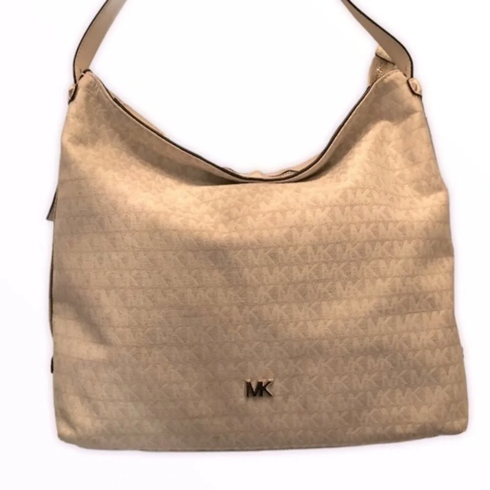 Michael kors signature white mk hobo bag